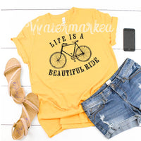 Life is a Beautiful Ride Bicycle Screen Print T-Shirt