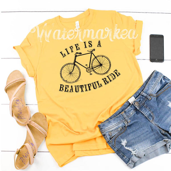 Life is a Beautiful Ride Bicycle Screen Print T-Shirt