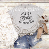 Life is a Beautiful Ride Bicycle Screen Print T-Shirt