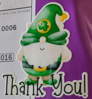 St Patricks Day Gnome Thank You Sticker©