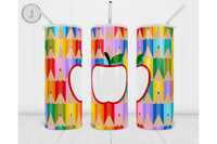 Teacher Apple Custom 20oz Skinny Tumbler Colored Pencil