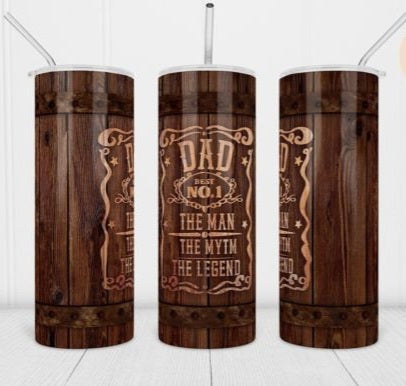 Whiskey Barrel Fathers Day Design Custom 20oz Skinny Tumbler