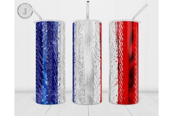 Red White & Blue Glitter Design Custom 20oz Skinny Tumbler