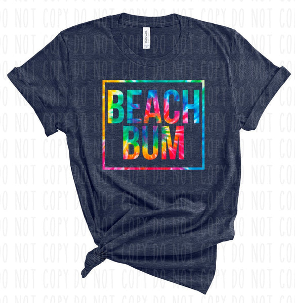 Beach Bum Tye Dye Screen Print T-Shirt