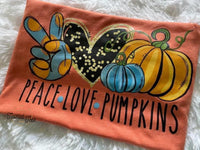 Peace Love Pumpkins Screen Print T-Shirt