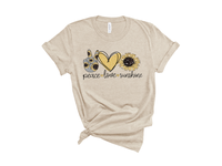 Peace Love Sunshine Design Screen Print T-Shirt