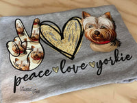 Peace Love Yorkie Screen Print T-Shirt