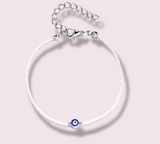 Evil Eye Protection Bracelet with White Beads