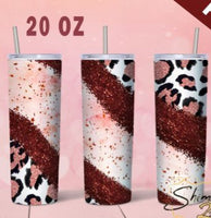 Glitter Cheetah Design Custom 20oz Skinny Tumbler