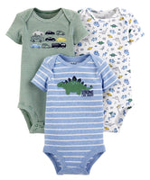 Child Of Mine By Carter's Short Sleeve Bodysuits Dinosaur, 3Pk Baby Boy