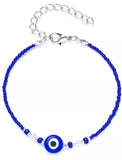 Evil Eye Protection Bracelet with Blue & White Beads