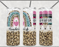 Teacher Life Cheetah 20oz Skinny Tumbler Pencil