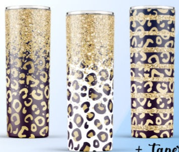 Gold Glitter Cheetah Design Custom 20oz Skinny Tumbler