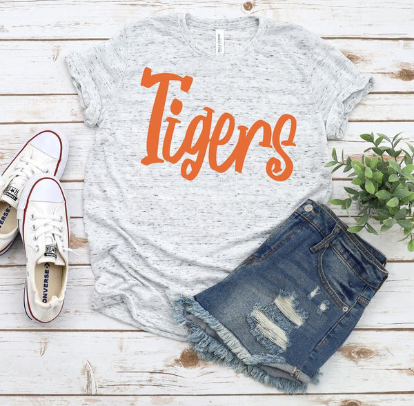 Tigers Orange Design Screen Print T-Shirt