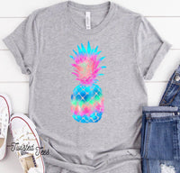 Tye Dye Pineapple Screen Print T-Shirt