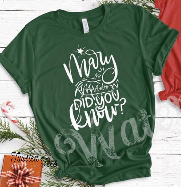 Mary Did You Know Christmas Screen Print T-Shirt