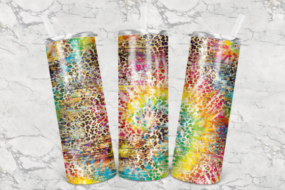 Cheetah Tie-Dye Wood Design Custom 20oz Skinny Tumbler