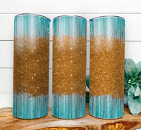 Rustic Wood with Gold Glitter Design Custom 20oz Skinny Tumbler