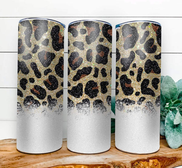 Cheetah Glitter Design Custom 20oz Skinny Tumbler