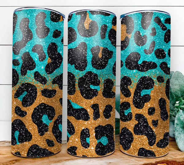 Turquoise Cheetah Design Custom 20oz Skinny Tumbler